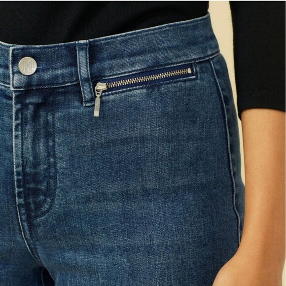 J. McLaughlin Yara Medium Indigo Blue Straight Tapered Leg Jeans - Picture 2 of 9